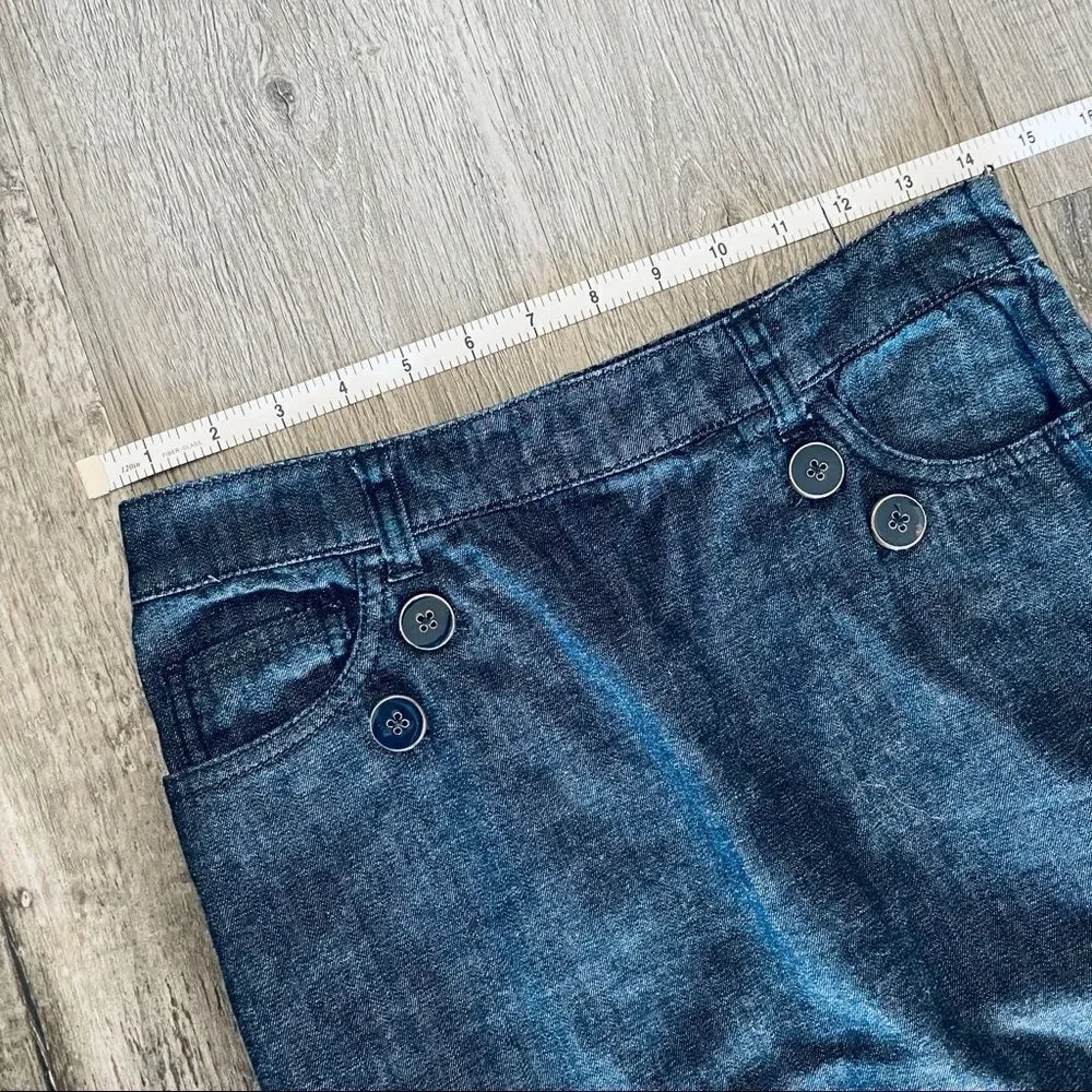 Anthropologie Ruffled Denim Pencil Skirt